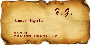 Hamar Gyula névjegykártya